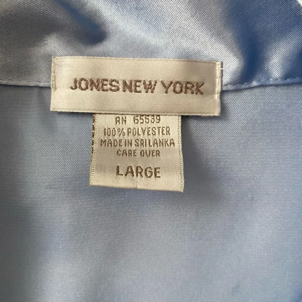 Jones New York women L short sleeve and shorts satin pajama set light blue ￼